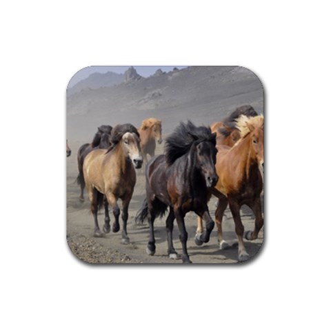 Running Horses Rubber Coaster (Square) from ArtsNow.com Front