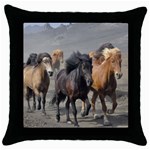 Running Horses Throw Pillow Case (Black)