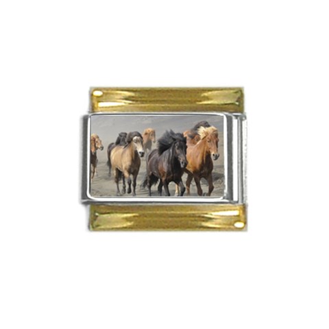Running Horses Gold Trim Italian Charm (9mm) from ArtsNow.com Front