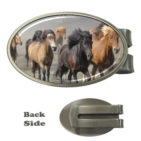 Running Horses Money Clip (Oval) from ArtsNow.com Front