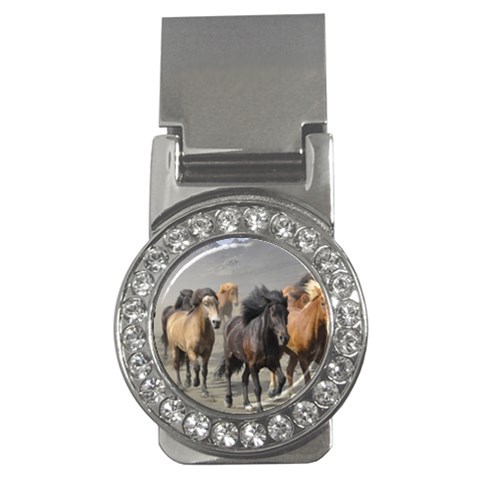 Running Horses Money Clip (CZ) from ArtsNow.com Front