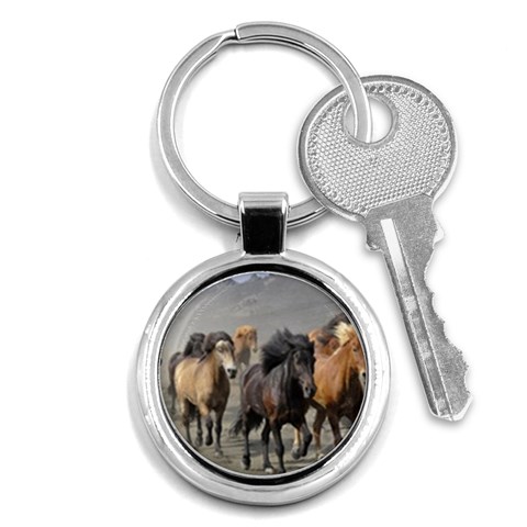 Running Horses Key Chain (Round) from ArtsNow.com Front