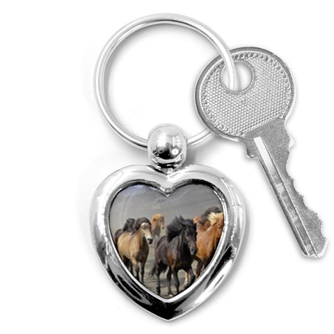 Running Horses Key Chain (Heart) from ArtsNow.com Front