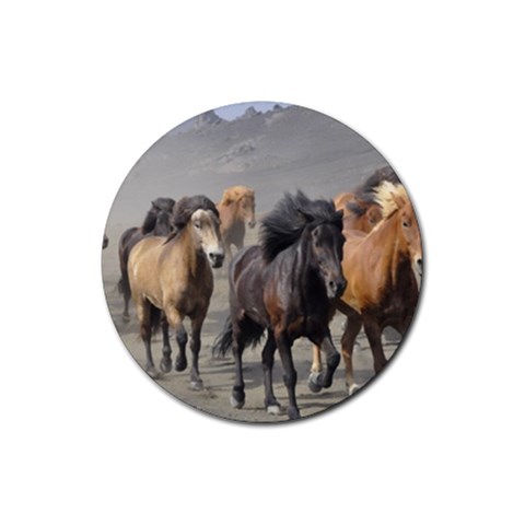 Running Horses Rubber Round Coaster (4 pack) from ArtsNow.com Front