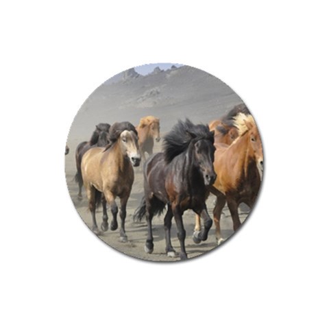 Running Horses Magnet 3  (Round) from ArtsNow.com Front