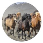 Running Horses Magnet 5  (Round)