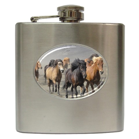 Running Horses Hip Flask (6 oz) from ArtsNow.com Front