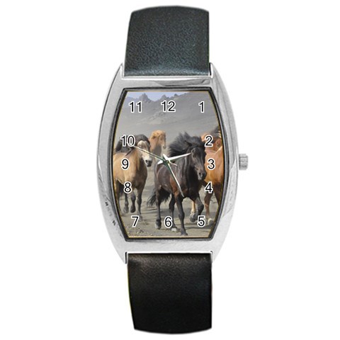 Running Horses Barrel Style Metal Watch from ArtsNow.com Front