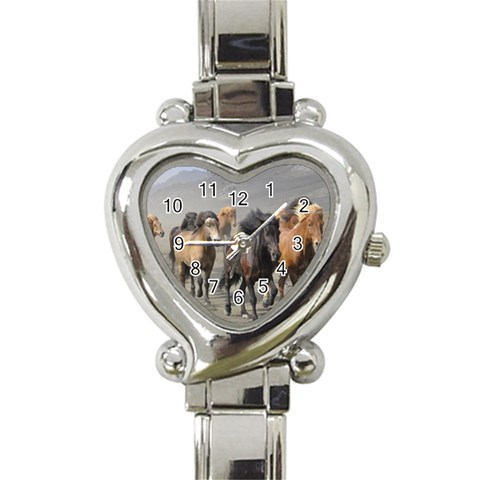Running Horses Heart Italian Charm Watch from ArtsNow.com Front