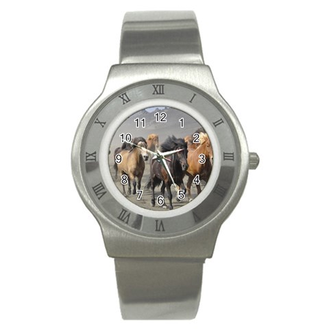 Running Horses Stainless Steel Watch from ArtsNow.com Front