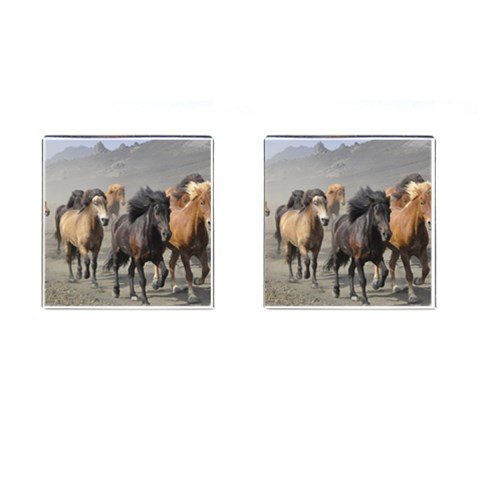 Running Horses Cufflinks (Square) from ArtsNow.com Front(Pair)