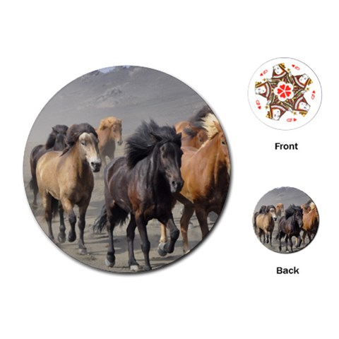 Running Horses Playing Cards (Round) from ArtsNow.com Front