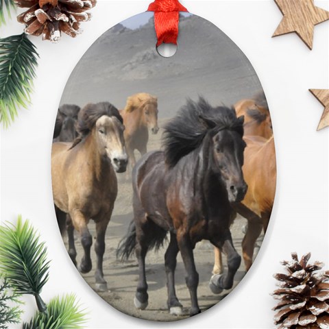 Running Horses Oval Ornament (Two Sides) from ArtsNow.com Back