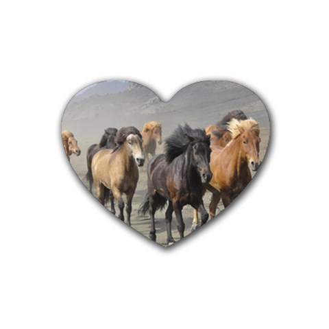 Running Horses Rubber Heart Coaster (4 pack) from ArtsNow.com Front