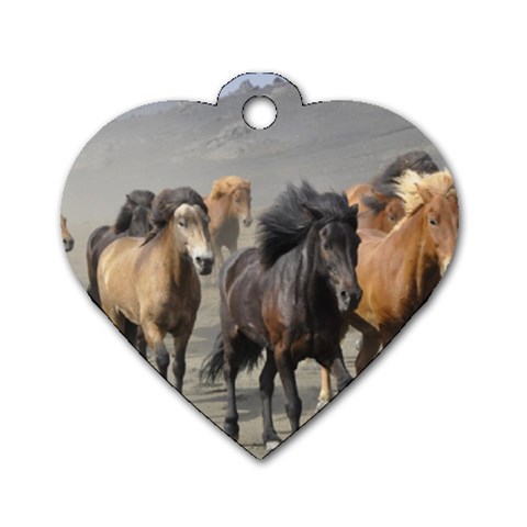 Running Horses Dog Tag Heart (Two Sides) from ArtsNow.com Front