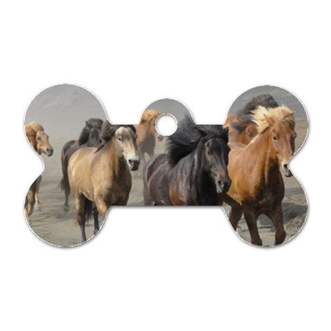 Running Horses Dog Tag Bone (Two Sides) from ArtsNow.com Front