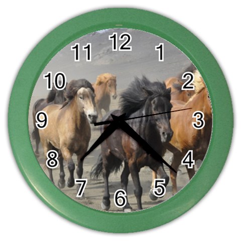 Running Horses Color Wall Clock from ArtsNow.com Front
