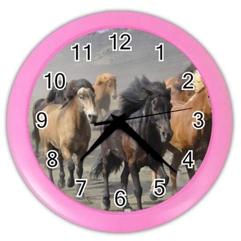 Running Horses Color Wall Clock from ArtsNow.com Front