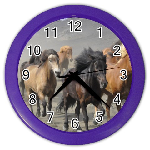 Running Horses Color Wall Clock from ArtsNow.com Front