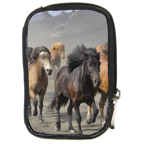 Running Horses Compact Camera Leather Case from ArtsNow.com Front