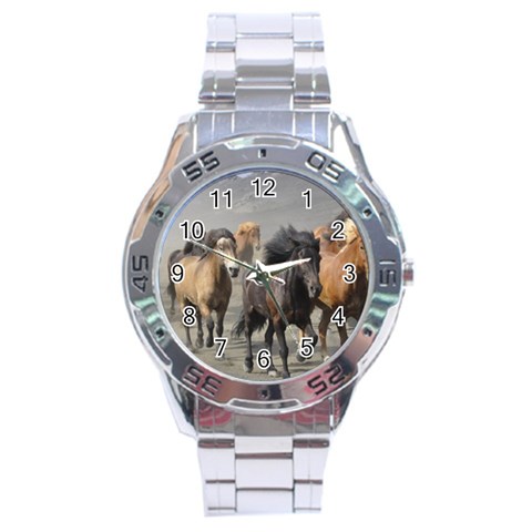 Running Horses Stainless Steel Analogue Watch from ArtsNow.com Front