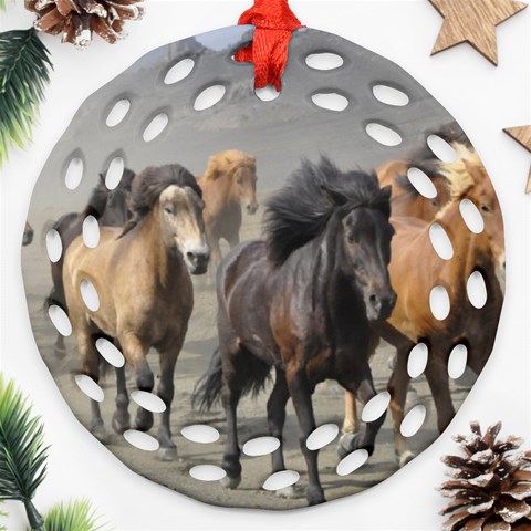 Running Horses Ornament (Round Filigree) from ArtsNow.com Front