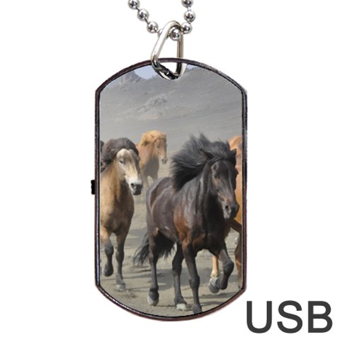 Running Horses Dog Tag USB Flash (One Side) from ArtsNow.com Front
