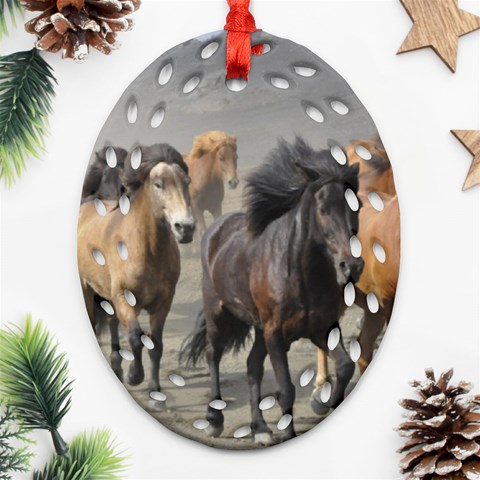 Running Horses Oval Filigree Ornament (Two Sides) from ArtsNow.com Back