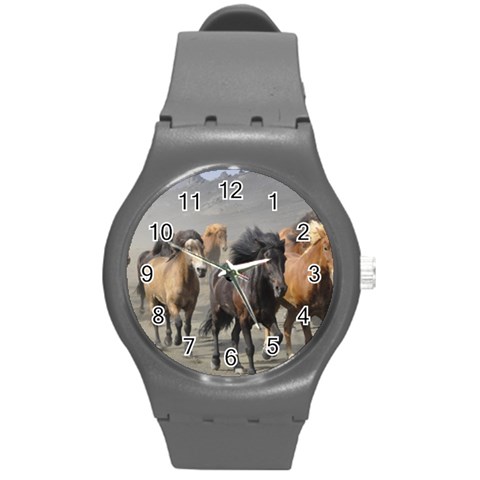 Running Horses Round Plastic Sport Watch (M) from ArtsNow.com Front