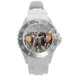 Running Horses Round Plastic Sport Watch (L)