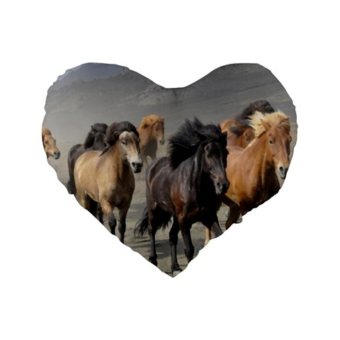 Running Horses Standard 16  Premium Heart Shape Cushion  from ArtsNow.com Front
