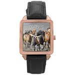 Running Horses Rose Gold Leather Watch 
