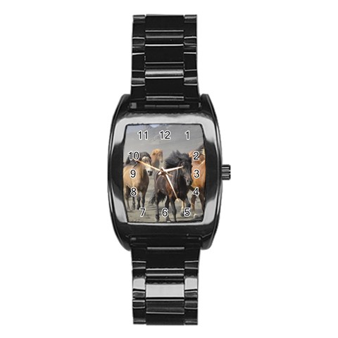 Running Horses Stainless Steel Barrel Watch from ArtsNow.com Front