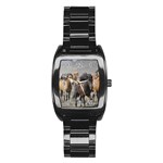 Running Horses Stainless Steel Barrel Watch