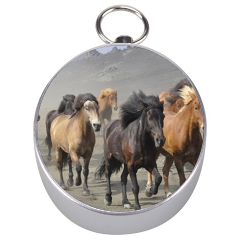 Running Horses Silver Compass from ArtsNow.com Front