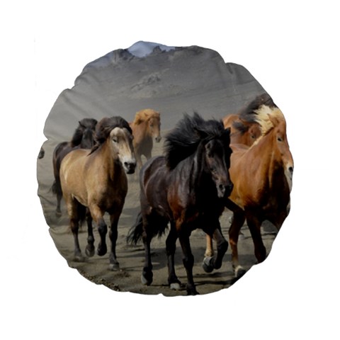 Running Horses Standard 15  Premium Flano Round Cushion  from ArtsNow.com Back