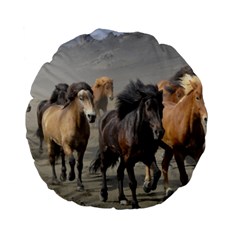 Running Horses Standard 15  Premium Flano Round Cushion  from ArtsNow.com Back