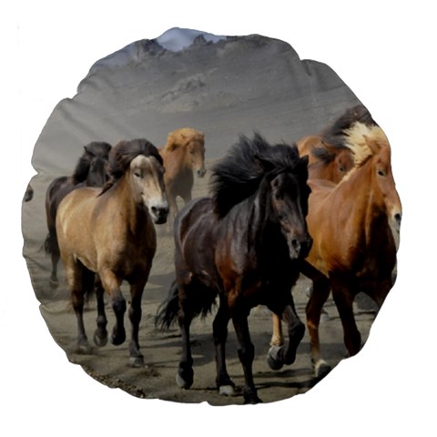 Running Horses Large 18  Premium Flano Round Cushion  from ArtsNow.com Front