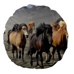 Running Horses Large 18  Premium Flano Round Cushion 