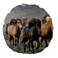 Running Horses Large 18  Premium Flano Round Cushion  from ArtsNow.com Back