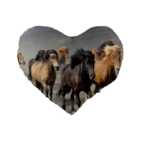 Running Horses Standard 16  Premium Flano Heart Shape Cushion  from ArtsNow.com Front
