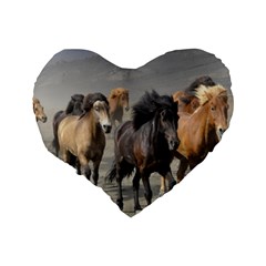 Running Horses Standard 16  Premium Flano Heart Shape Cushion  from ArtsNow.com Back
