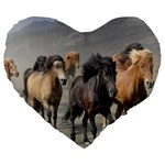 Running Horses Large 19  Premium Flano Heart Shape Cushion