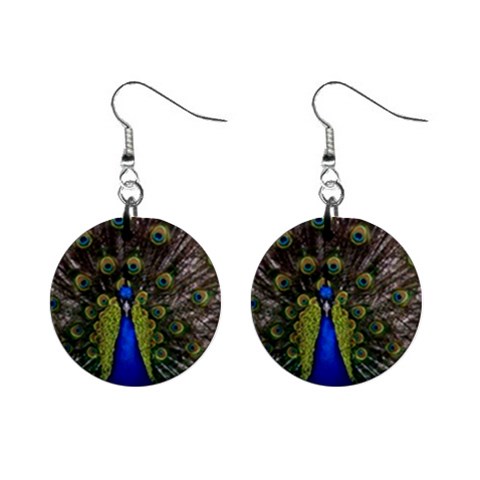 Peacock 1  Button Earrings from ArtsNow.com Front