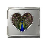 Peacock Mega Link Heart Italian Charm (18mm)