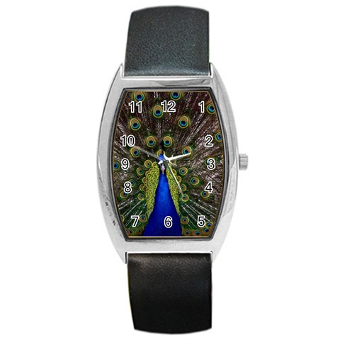 Peacock Barrel Style Metal Watch from ArtsNow.com Front