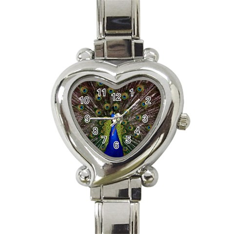 Peacock Heart Italian Charm Watch from ArtsNow.com Front