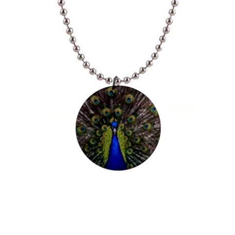 Peacock 1  Button Necklace from ArtsNow.com Front