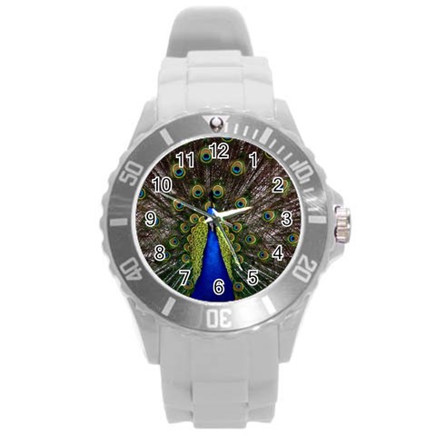 Peacock Round Plastic Sport Watch (L) from ArtsNow.com Front