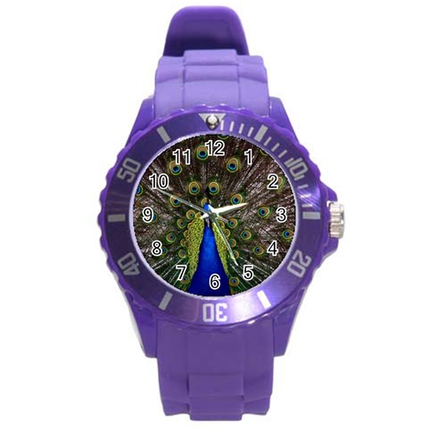 Peacock Round Plastic Sport Watch (L) from ArtsNow.com Front